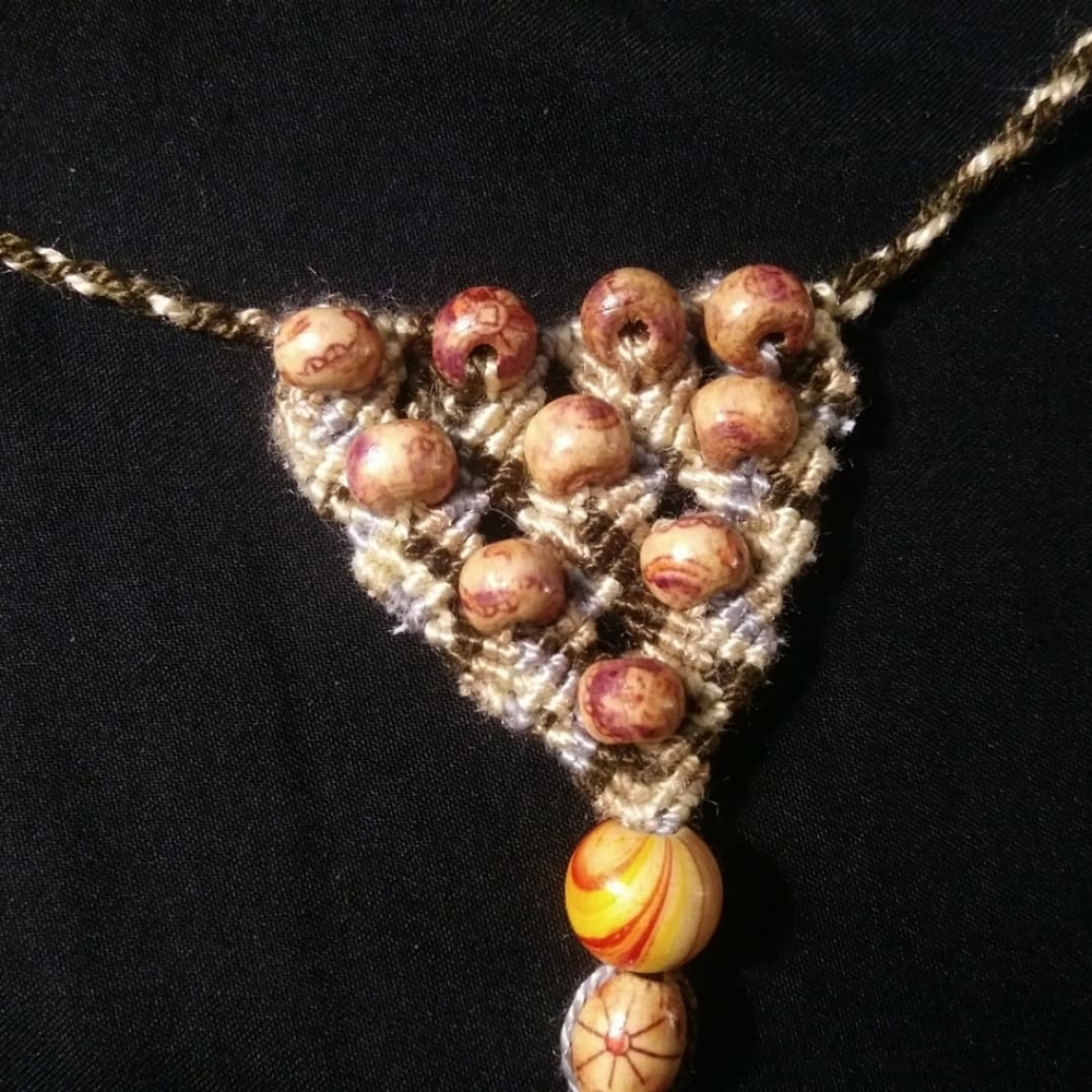 Boho macrame triangle necklace